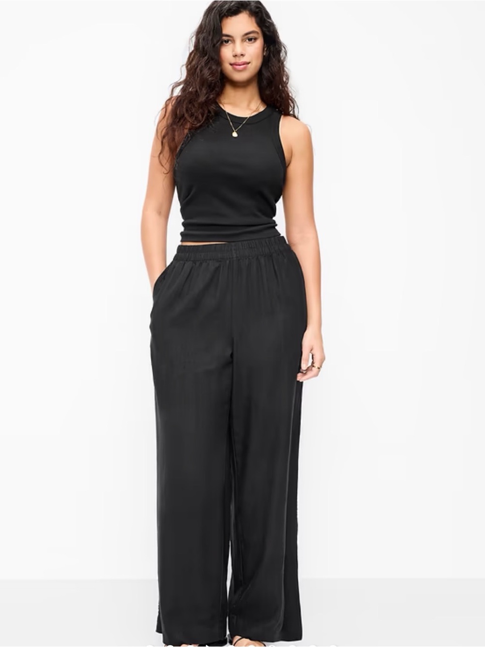 Old Navy Black Wide-Leg Elastic-Waist Pants